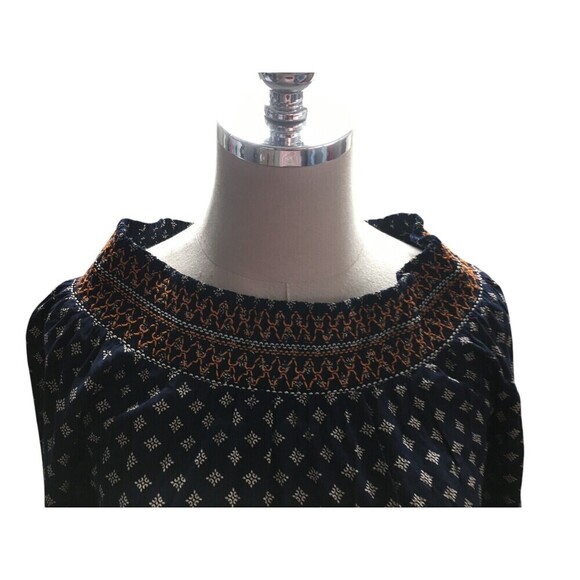 Anthropologie THML Top Women's Size Medium Navy Geometric Off The Shoulder - Picture 6 of 10